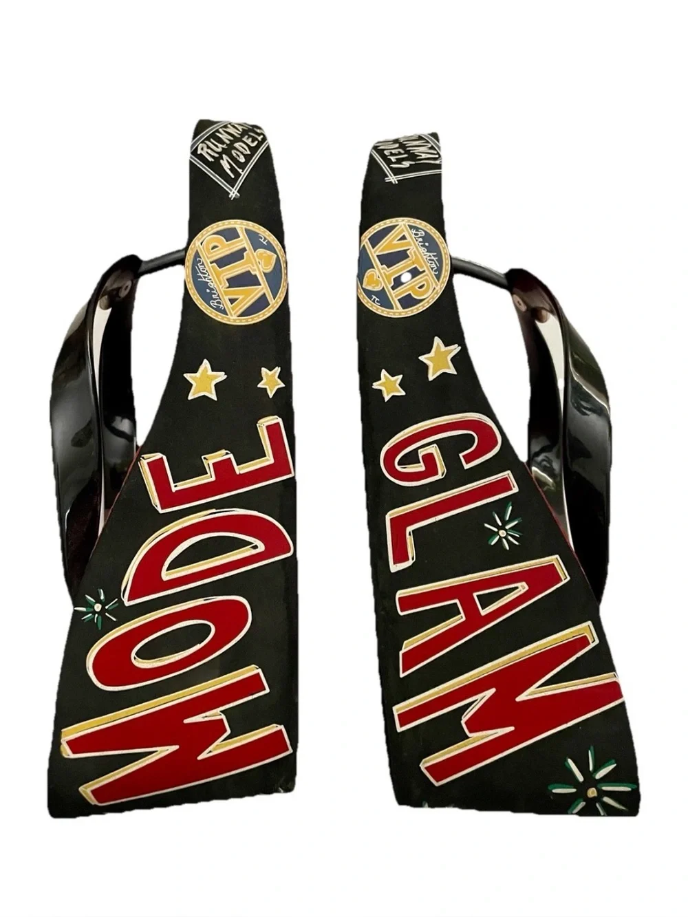 BRIGHTON Wearable Art GLAM FASHIONISTA Platform Flip Flop Graffiti SANDALS 7